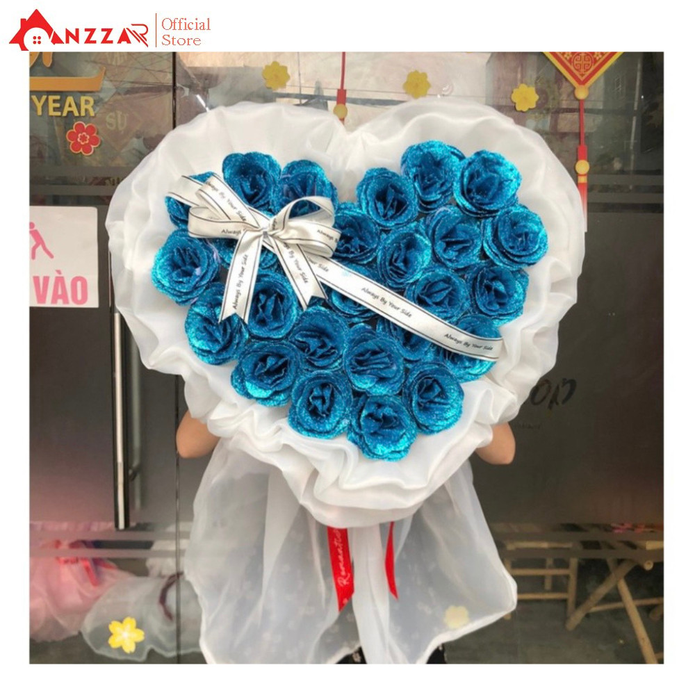 Bó Hoa Sáp Nhũ Kim Tuyến cỡ nhỏ bó vải voan Mỹ sang trọng quà tặng  valentine 14/2, 8/3, 20/10, sinh nhật, sự kiện HN-11 - Anzzar Home Decor