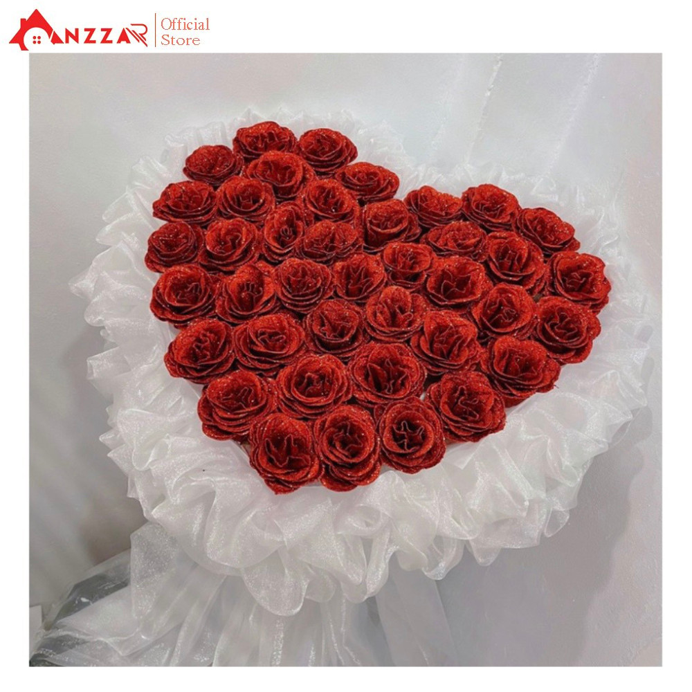 Bó Hoa Sáp Nhũ Kim Tuyến cỡ lớn bó vải voan Mỹ sang trọng quà tặng  valentine 14/2, 8/3, 20/10, sinh nhật, sự kiện HN-10 - Anzzar Home Decor