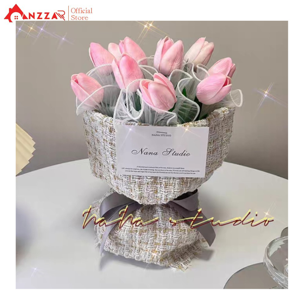 Bó hoa tulip hồng cao su kiểu Hàn Quốc làm quà tặng bạn gái tặng mẹ đồng  nghiệp dịp sinh nhật ngày lễ 83 2010 kèm túi BHTL03  Anzzar Home Decor