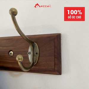 Móc gỗ óc chó kết hợp móc hợp kim không gỉ cao cấp từ Anzzar