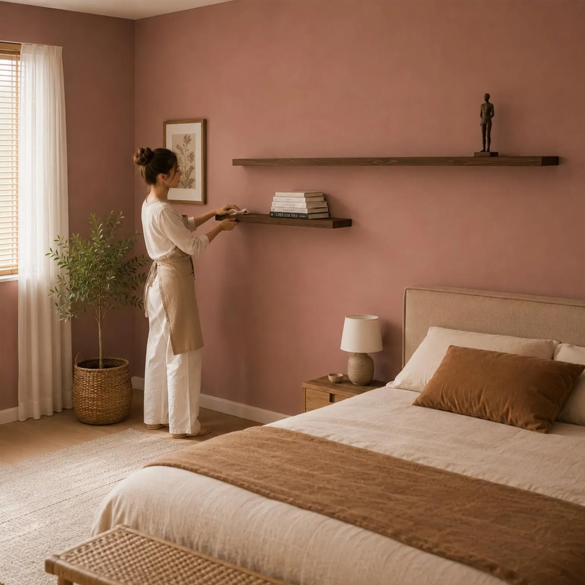 Kệ Gỗ Treo Tường Gỗ Thông Nguyên Khối 3.5cm - Kệ Decor Âm Tường Trang Trí Nội Thất 14 Kệ gỗ treo tường tạo điểm nhấn phòng ngủ